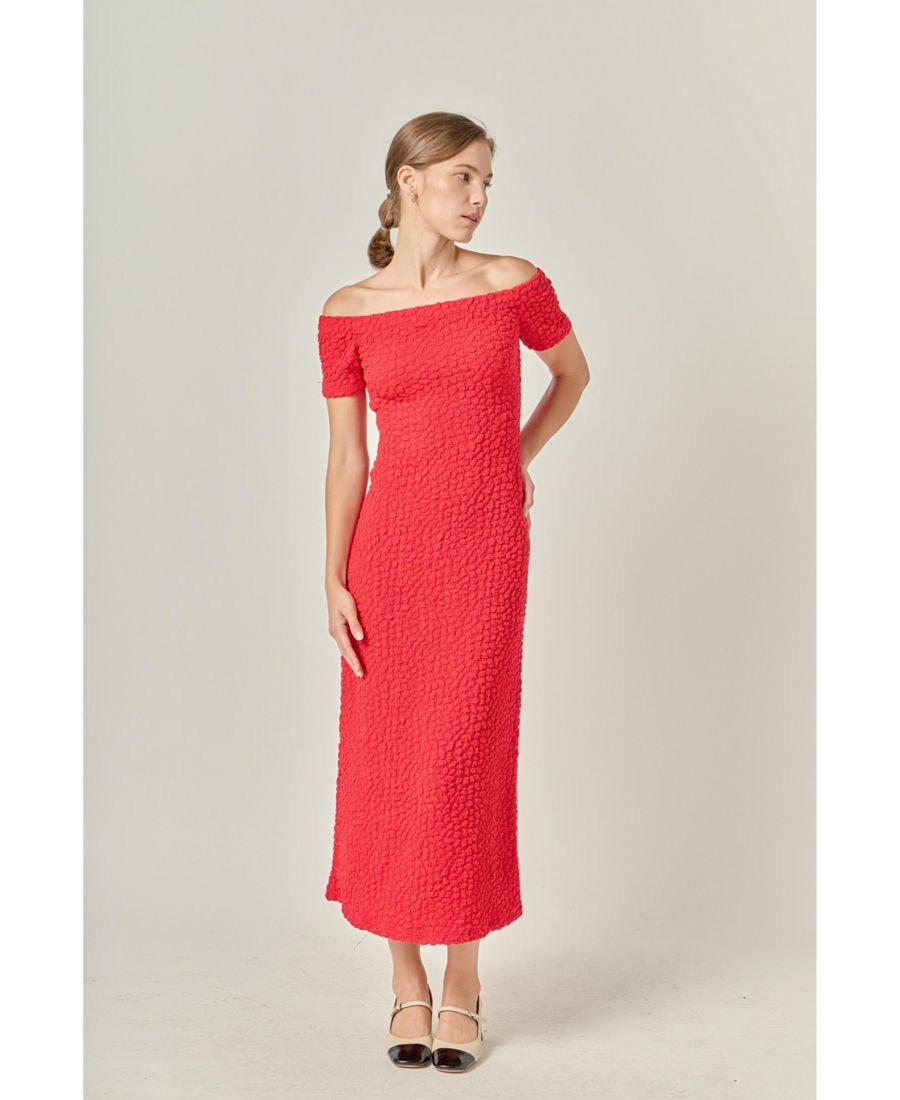 

Женское фактурное платье миди English Factory, True red