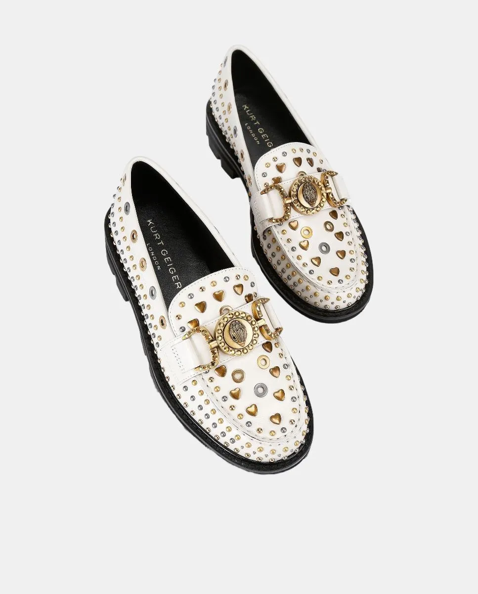 Женские лоферы Masion Stud из кожи с заклепками Kurt Geiger, светло-бежевый — фото 2