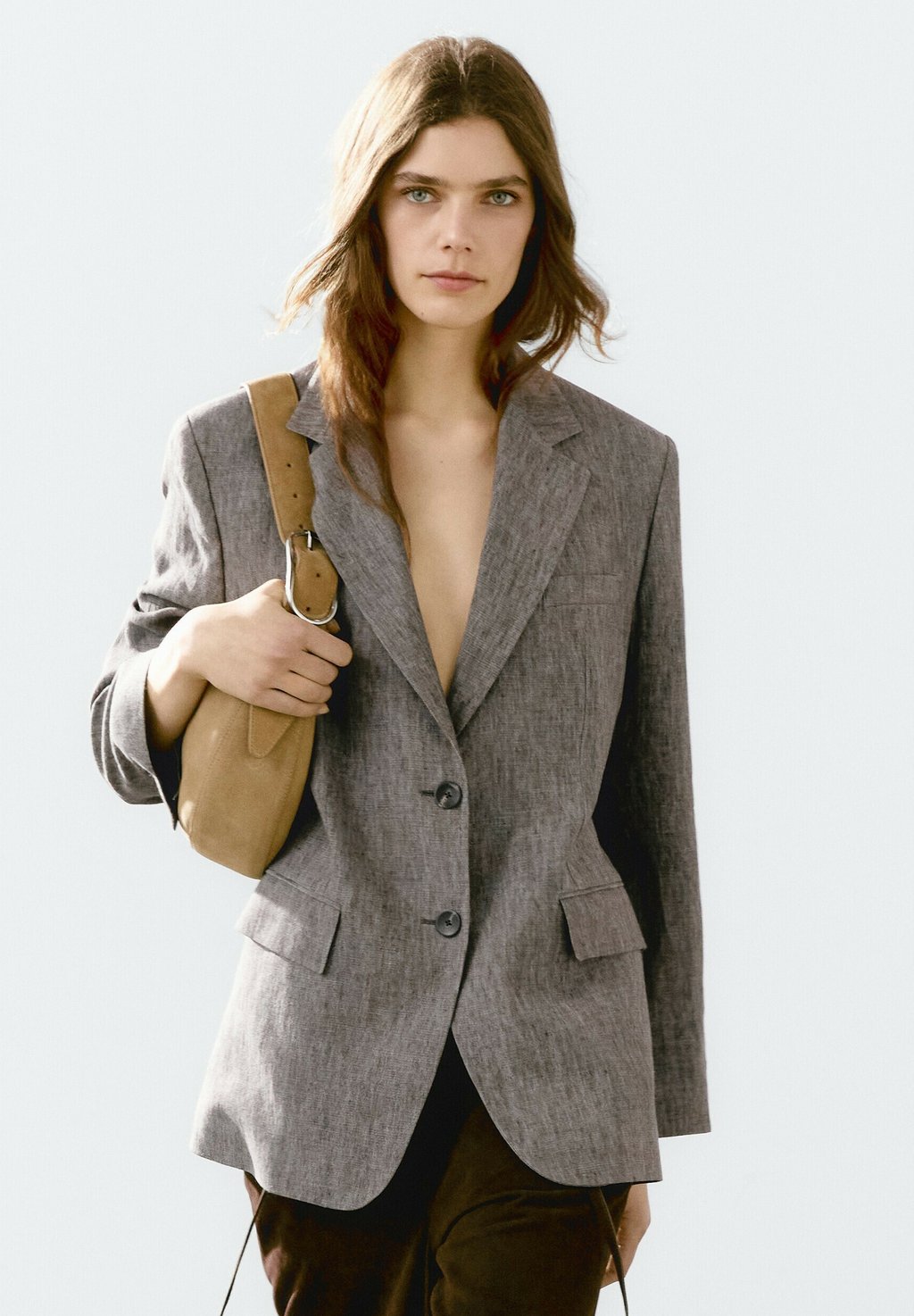 

Блейзер FLECKED Massimo Dutti, цвет Mottled Brown