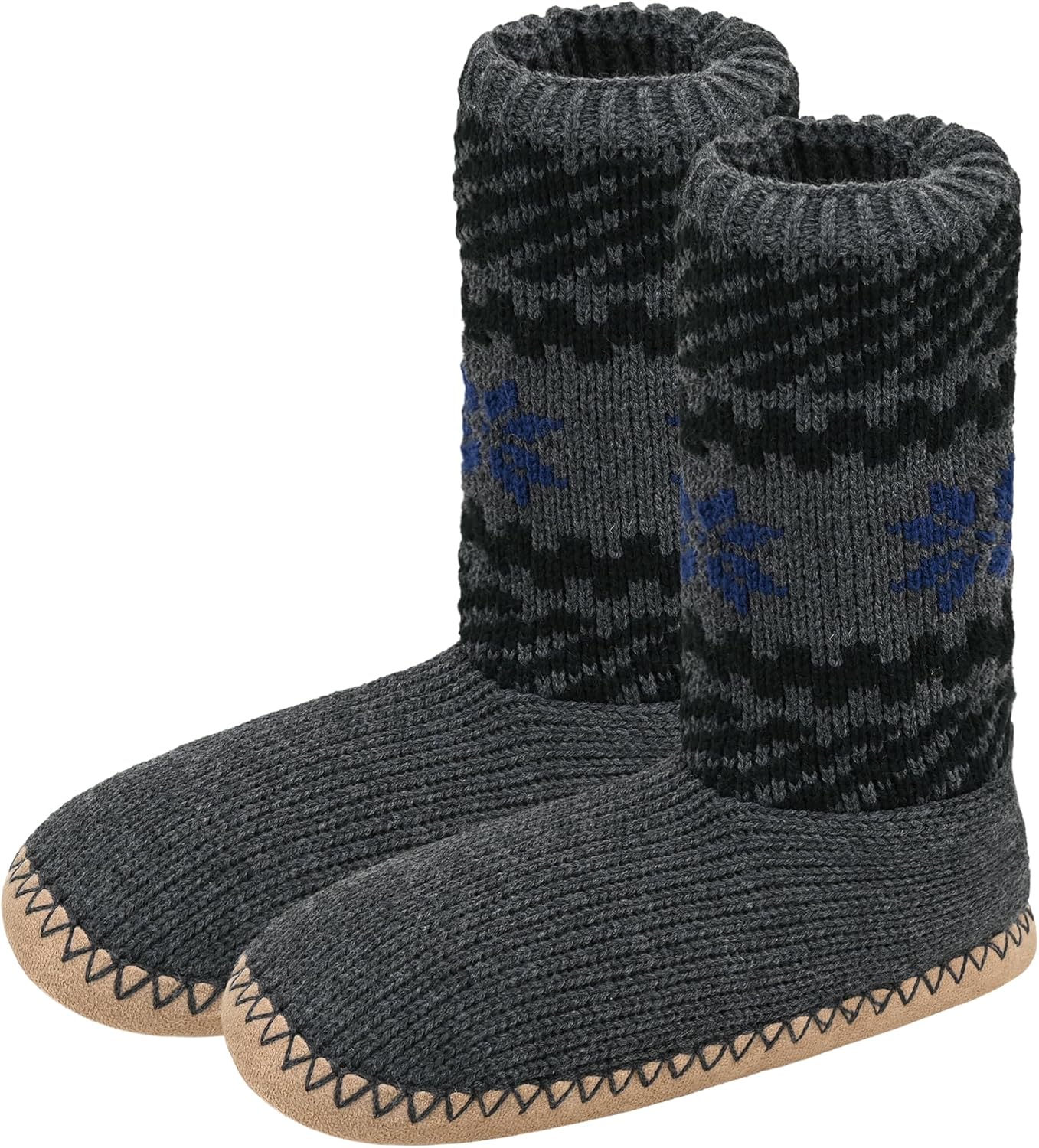 

Мужские уютные тапочки Panda Bros для дома, пушистые домашние туфли с противоскользящей подошвой, зимние вязаные тапочки для тепла на полу, серый