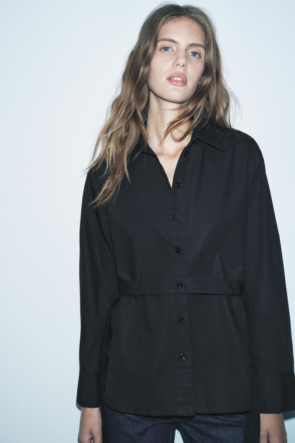 

Многопозиционная поплиновая рубашка ZARA, темный антрацит
