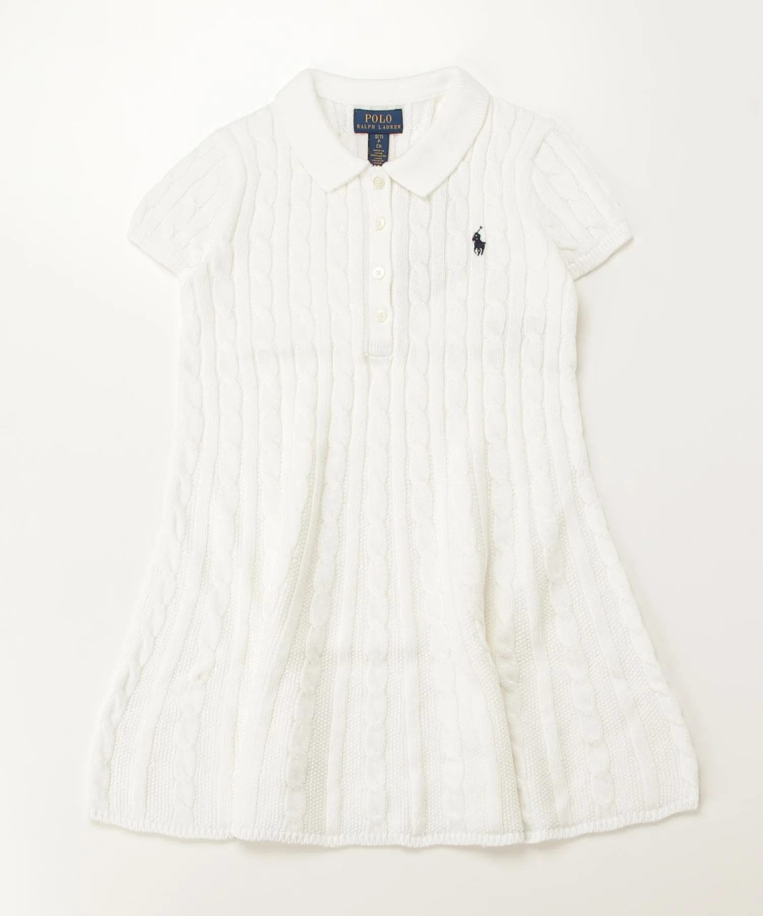 Детское платье-свитер A-line из хлопка с вышивкой лошадки POLO RALPH LAUREN белое — фото 3