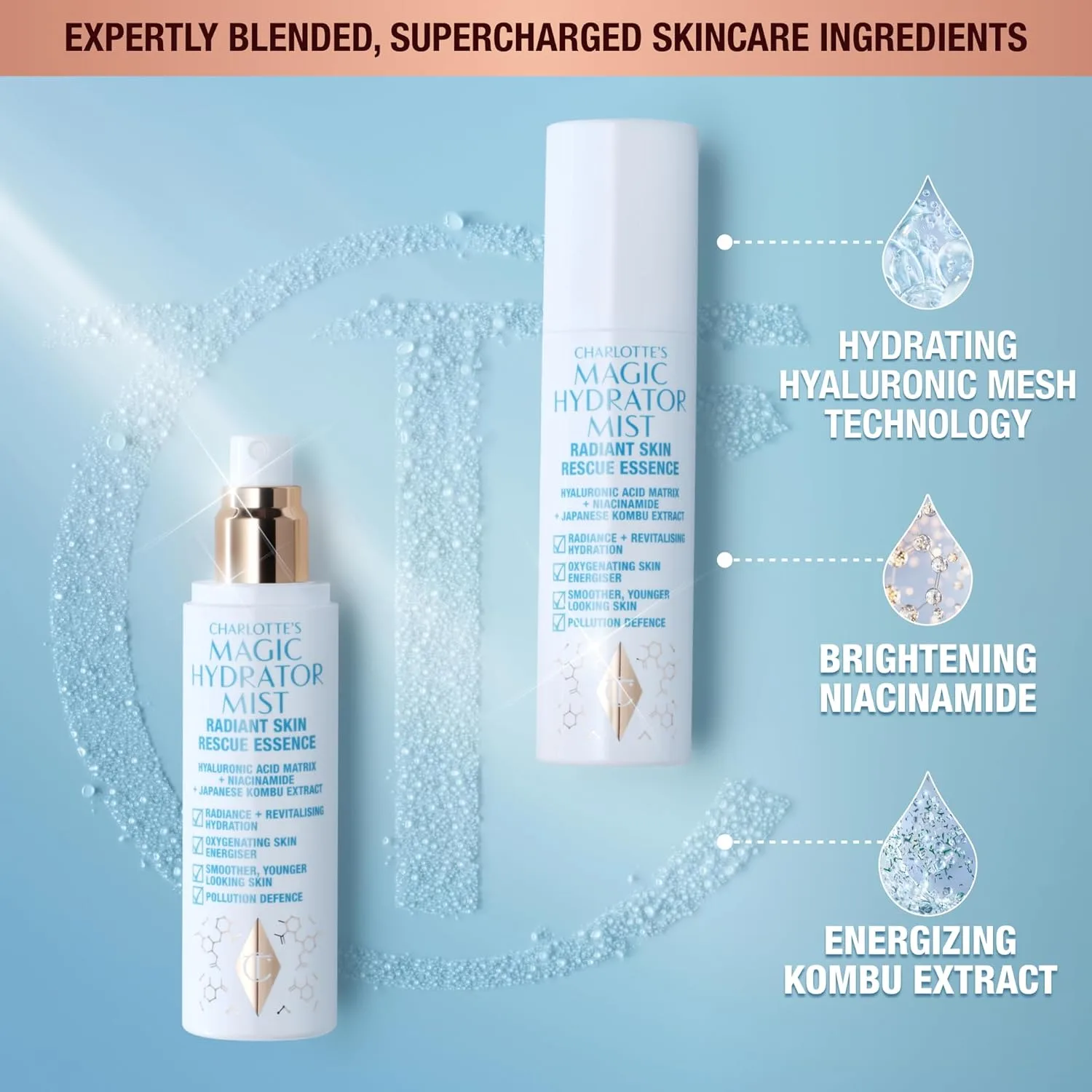 Charlotte Tilbury Magic Hydrator Face Mist - увлажняющий спрей для лица для мгновенного сияния — фото 2