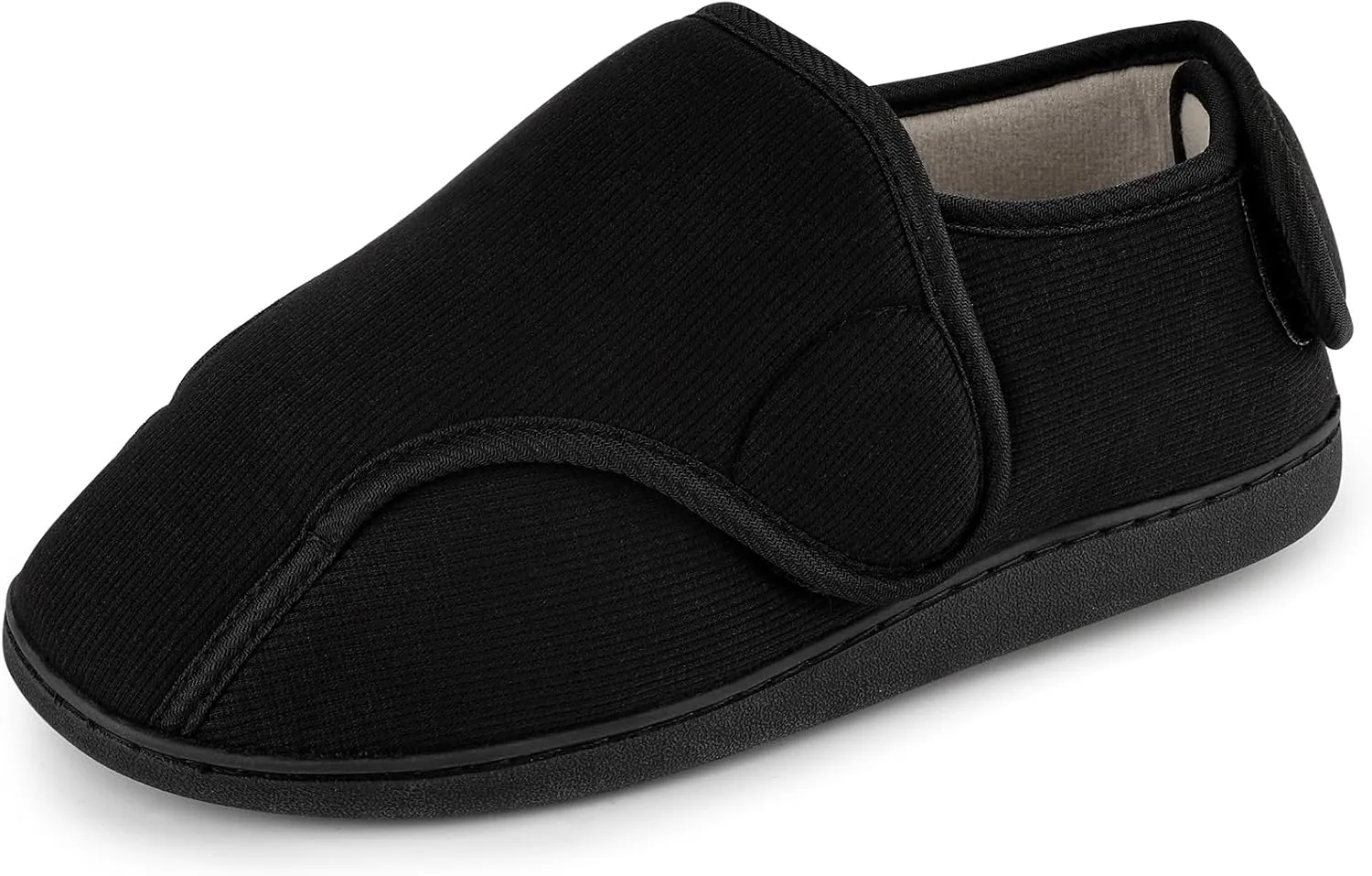 

Мужские тапочки с эффектом памяти для диабетиков, легкие, комфортные, дышащие, предотвращающие потливость, для отеков и опухших ног, домашние обувь, регулируемые, очень широкие, для дома и улицы, на ноге, для спальни TIESTRA, черный