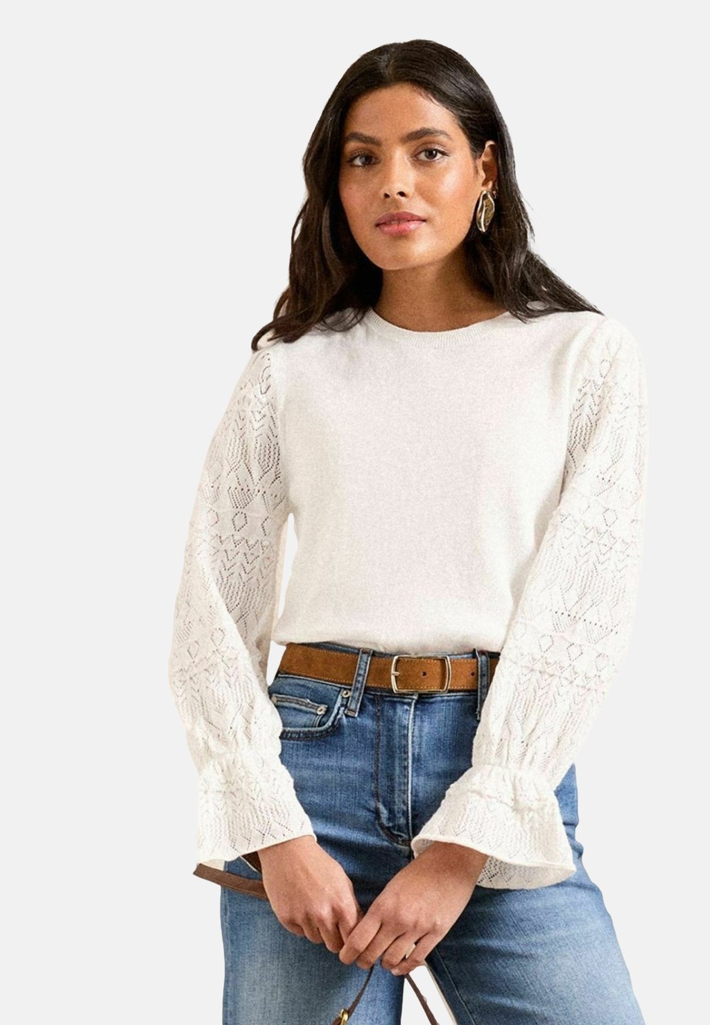 

Джемпер REGULAR FIT - POINTELLE FLUTE CUFF Love & Roses, белый