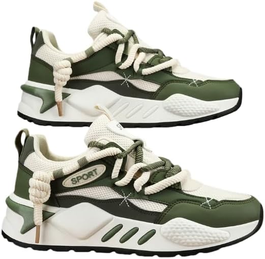 

Мужские повседневные кроссовки в стиле пэчворк - противоскользящие шнурованные обувь для ходьбы, бега и повседневной носки Hhhchpm, зеленый