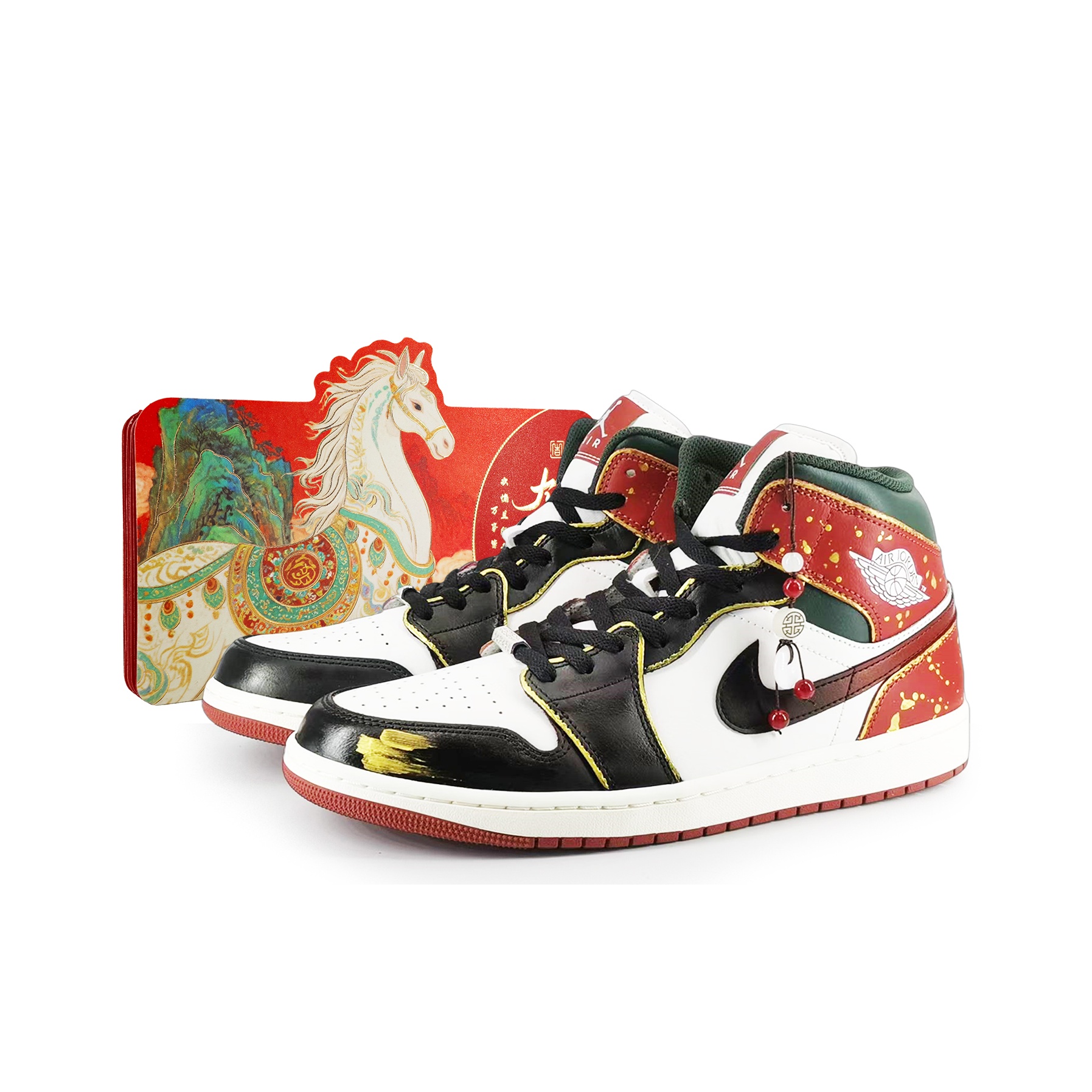 

Jordan Air 1 EIGHT% Galloping Horse Spring Step винтажные баскетбольные кроссовки унисекс красный золотой