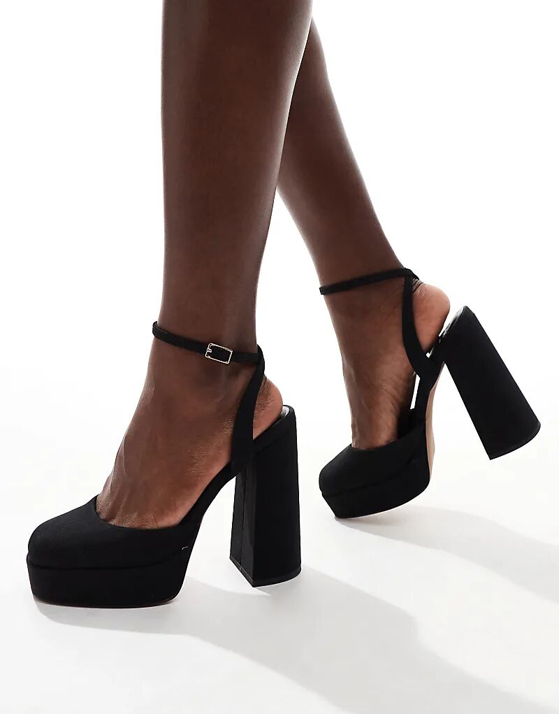 Туфли Wide Fit Pressure на высоком каблуке черного цвета ASOS DESIGN