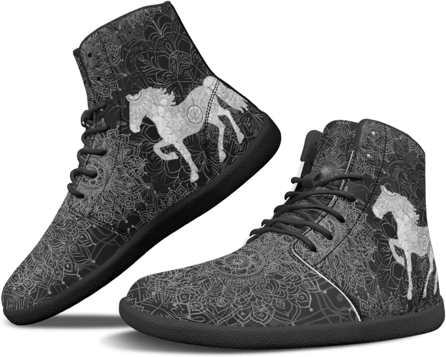 

Мужские сандалии Howilath Boho Mandala с животным принтом, обувь, кроссовки с широкой носочной частью, высокие кеды, минималистичные кроссовки с нулевым перепадом, Ethnic Mandala Horse