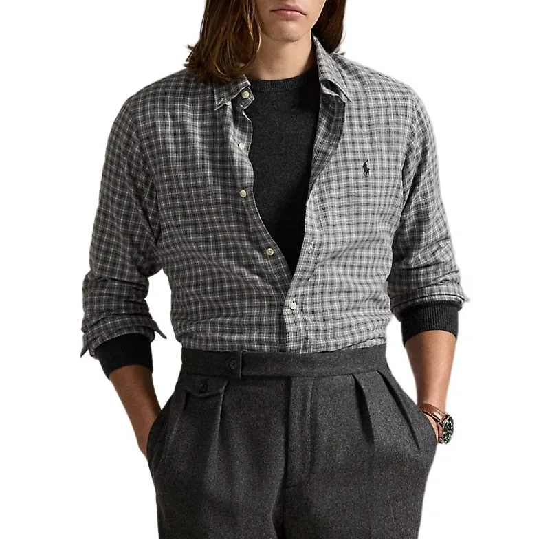 Рубашка мужская Light Gray, с отложным воротником, умеренная Polo Ralph Lauren — фото 2