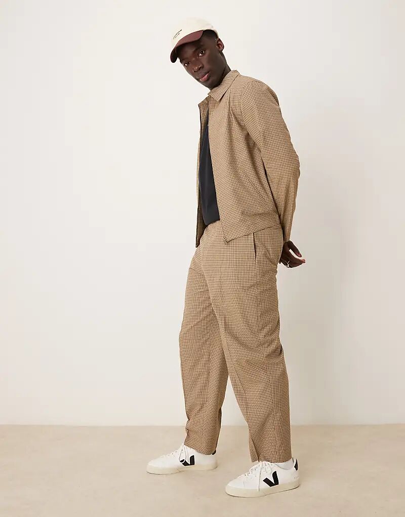 

Элегантные зауженные брюки свободного кроя ASOS DESIGN в мелкую клетку с эластичной талией