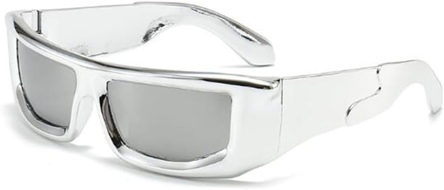 

Солнцезащитные очки Square Toad: модные солнцезащитные очки с защитой от УФ-излучения для активного отдыха и туризма sundry goods, C6 Plated Silver Frame Mercury Flakes