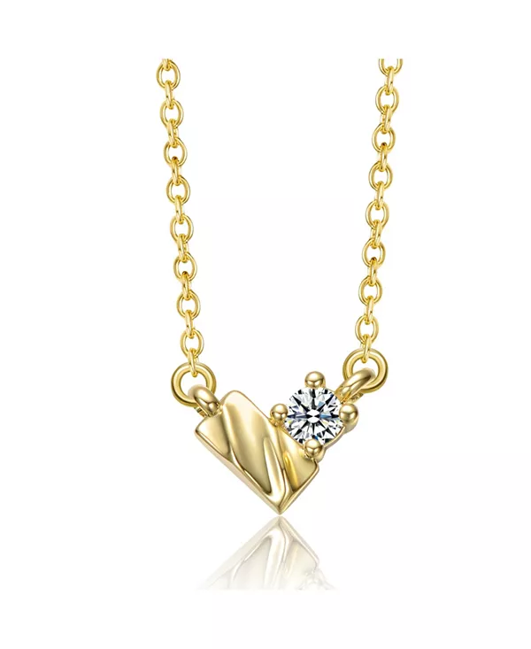 

Ожерелье из стерлингового серебра 14 карат с позолотой и прямоугольным кулоном из прозрачного муассанита. Genevive, gold