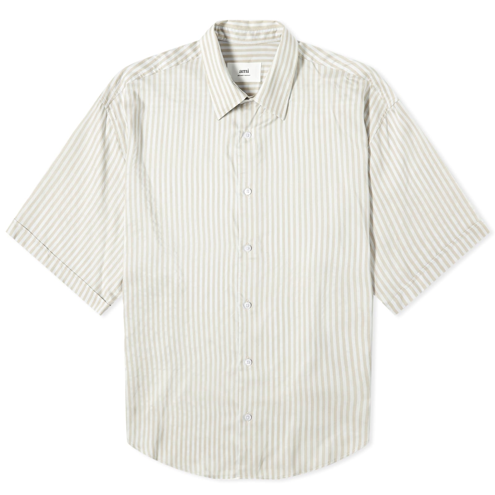 

Рубашка с коротким рукавом Ami Paris Boxy Short Sleeve Stripe Shirt, цвет Chalk & Sage