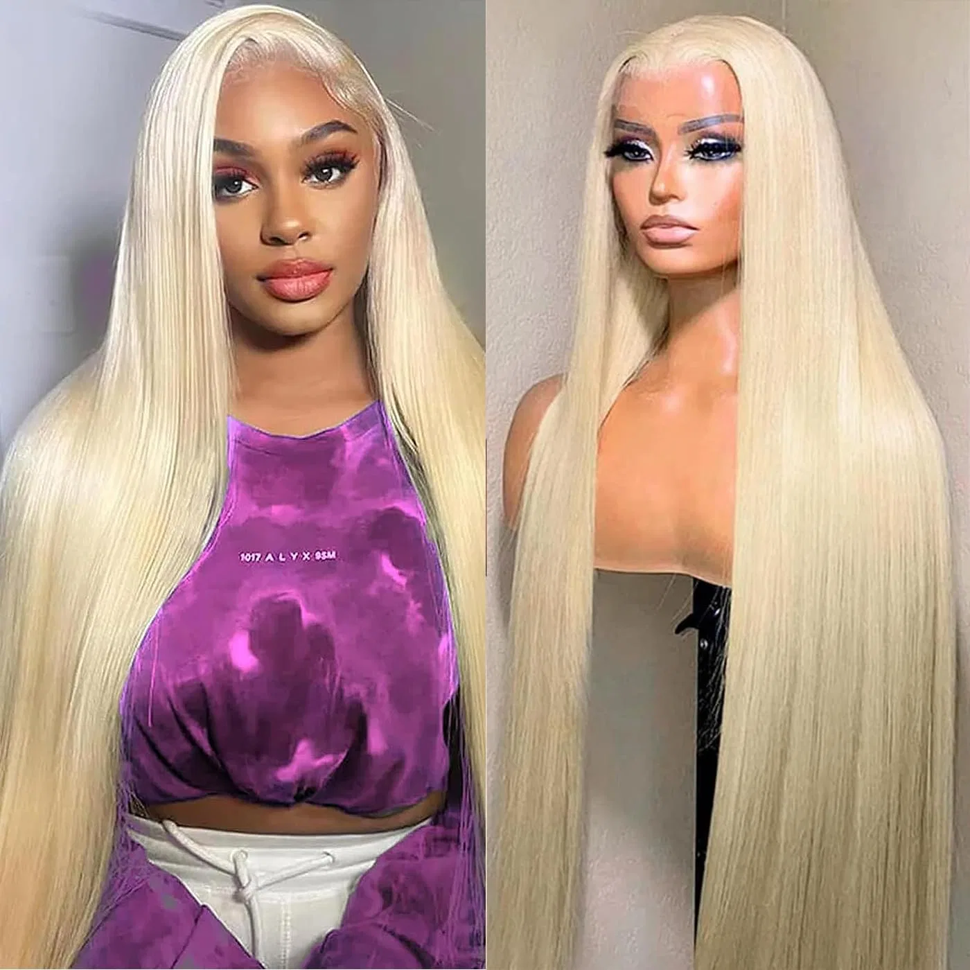 Прямой блонд парик 13x4 «613 Lace Front Wig» из натуральных человеческих волос с прозрачной кружевной передней частью, 20 дюймов Arenshxc, Blond