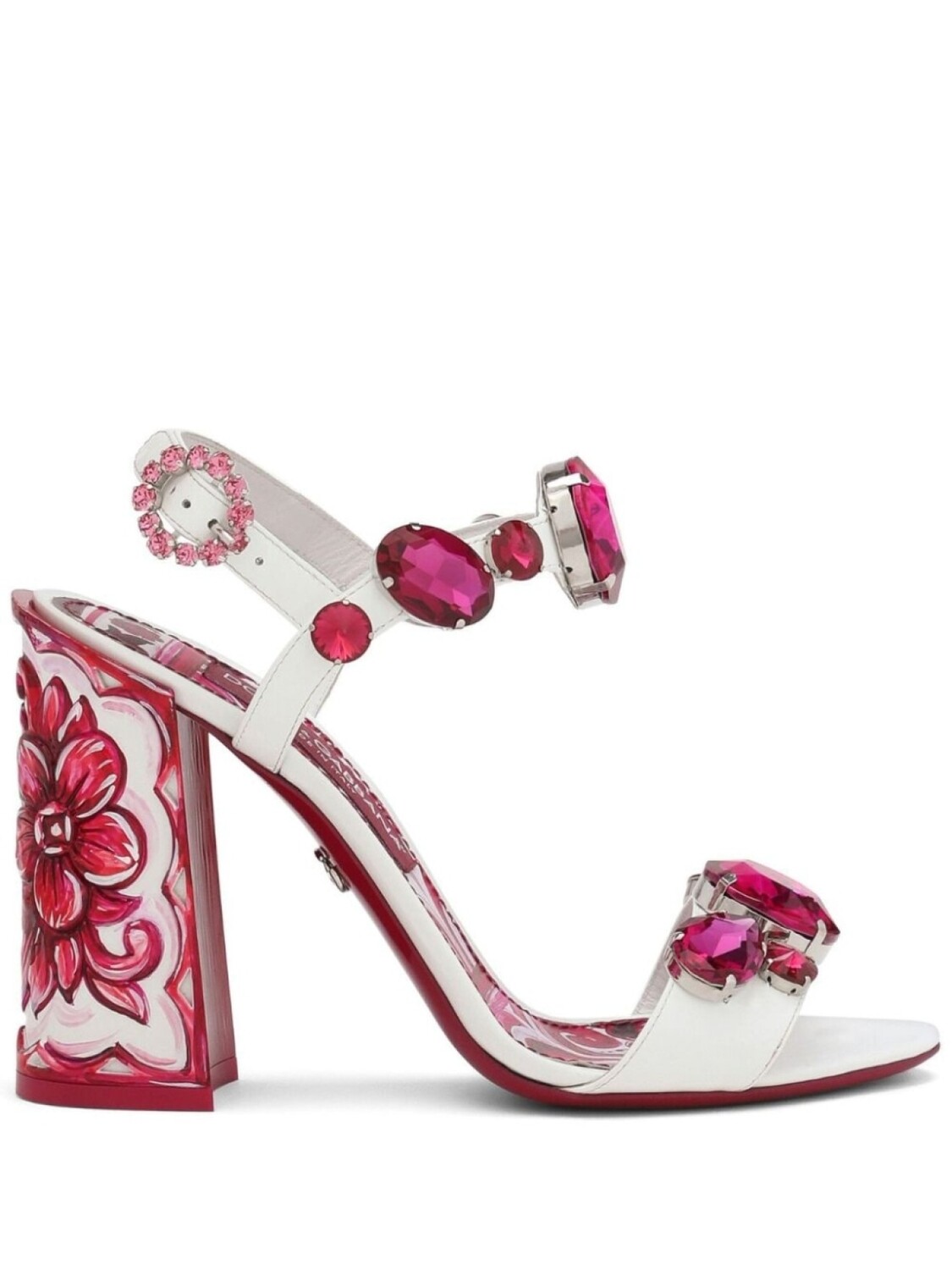 

Dolce & Gabbana босоножки на блочном каблуке с цветочным принтом, белый