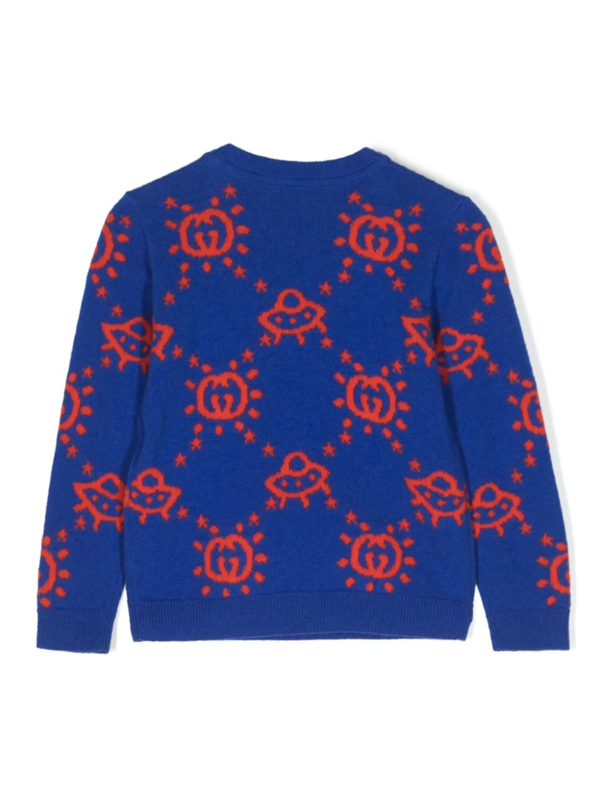 Джемпер вязки интарсия с логотипом Interlocking G Gucci Kids, синий — фото 2