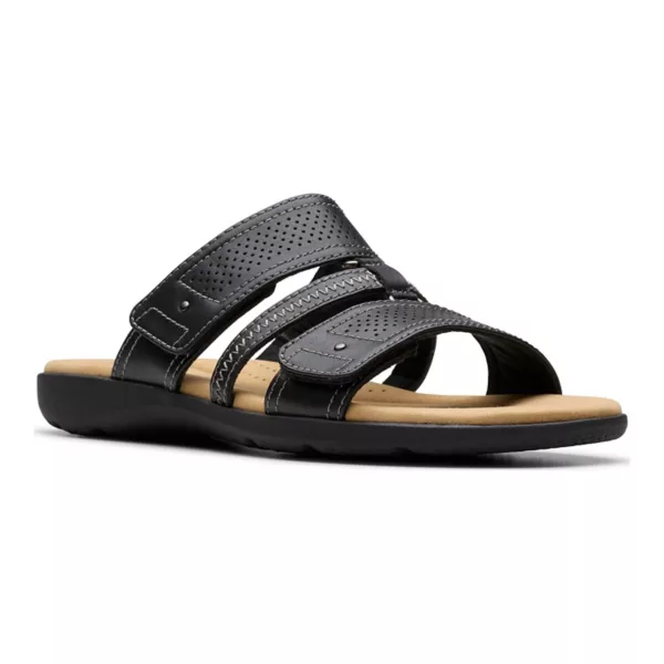 Женские сандалии Elizabelle ave на плоской подошве Clarks, цвет black leather