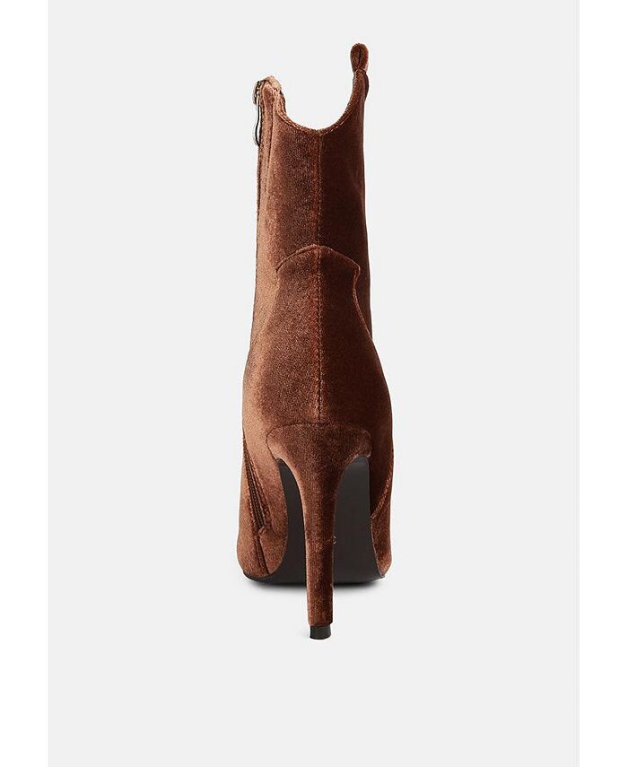 Женские бархатные ботильоны NAT-LOVE Cow Girl Rag & Co, коричневый — фото 2