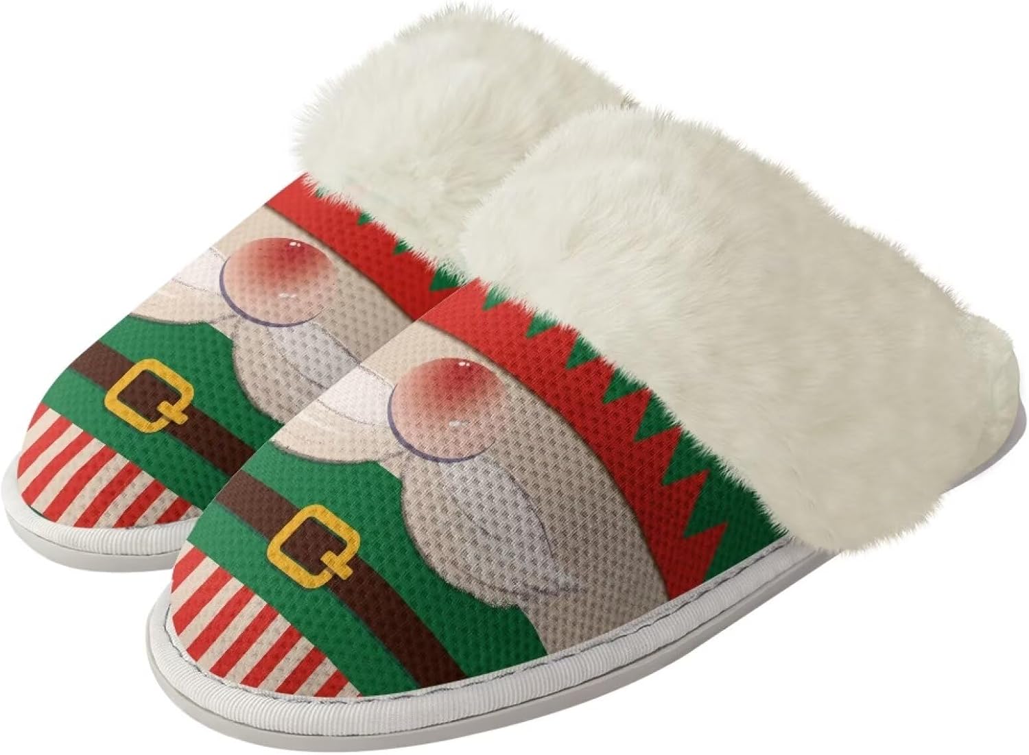 

Рождественские хлопковые тапочки с принтом для женщин и мужчин, повседневные, с нескользящей подошвой, мягкие плюшевые домашние тапочки для улицы и дома Zhangruoheng, Cute Santa Claus Print