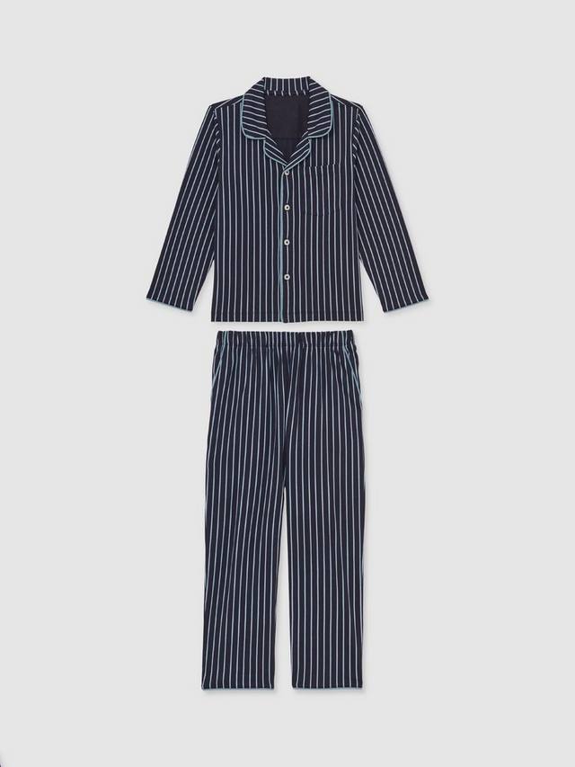 

Детский хлопковый пижамный комплект с длинными рукавами в полоску Reiss, Navy/Soft Blue