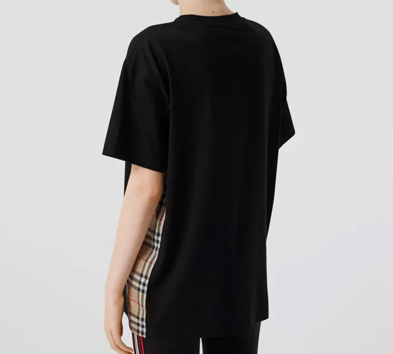 Футболка Burberry, женская, черный, клетчатая — фото 4