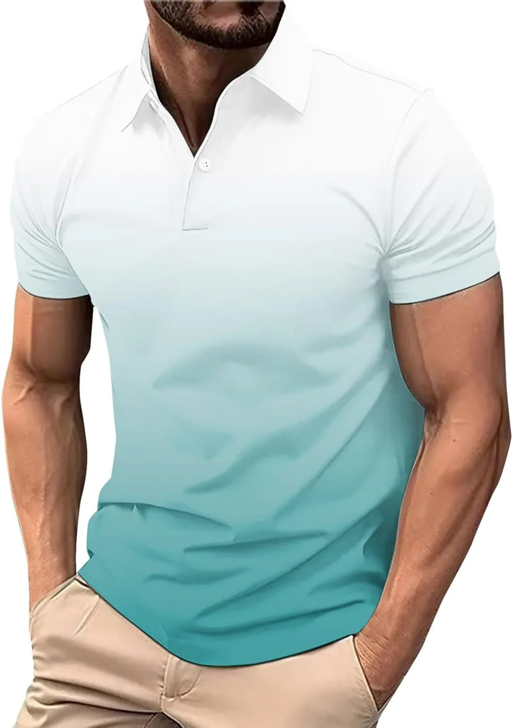 

Ymosrh мужская поло с градиентом, короткий рукав, для лета, S-2XL