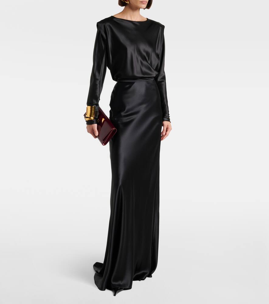 Складчатая шелковая миди-юбка Saint Laurent, Noir — фото 2
