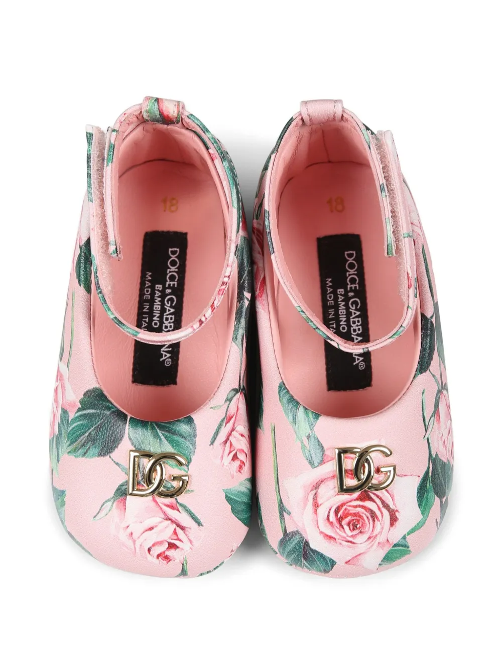 Балетки с цветочным принтом Dolce & Gabbana Kids, розовый — фото 4
