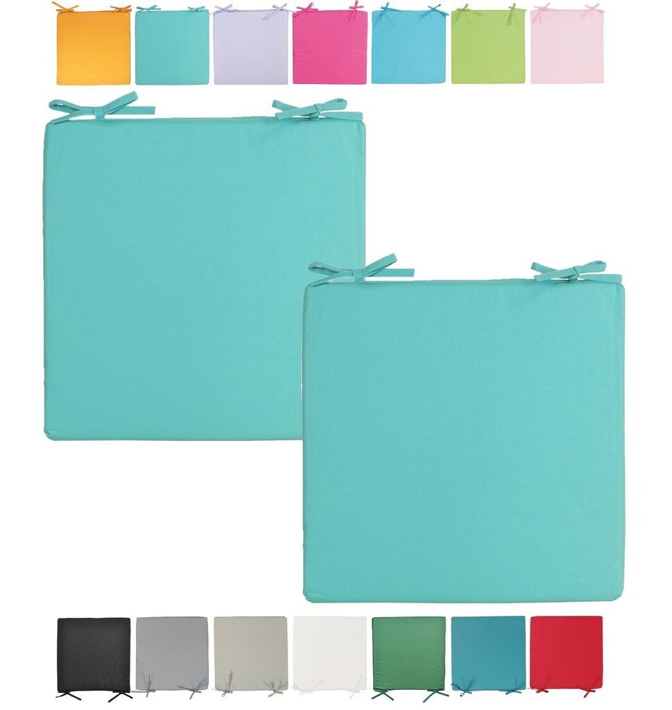 

JACK Подушка для уличного стула 40x40 см. Подушка для отдыха. Водонепроницаемая подушка для сиденья. Эффект садового лотоса. Цвет: Аква, Количество: 2x