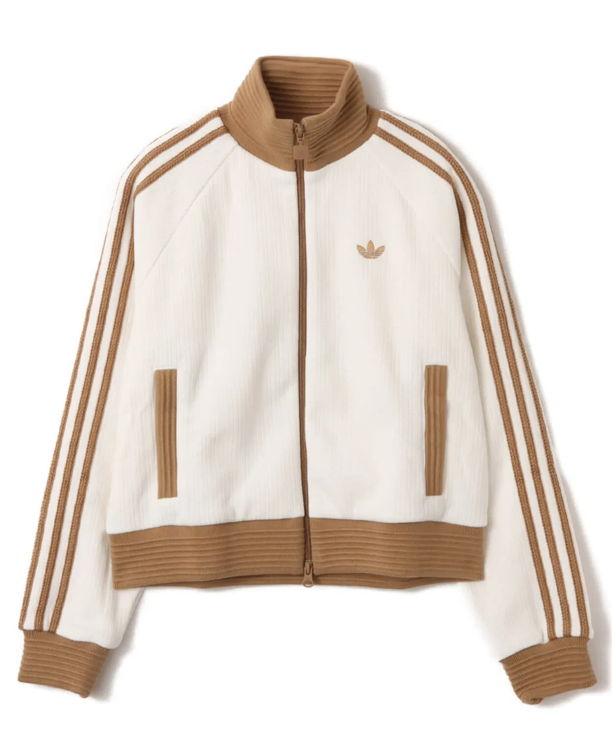 Толстовка с высоким воротником adidas Velour Knit Track Top белый — фото 4