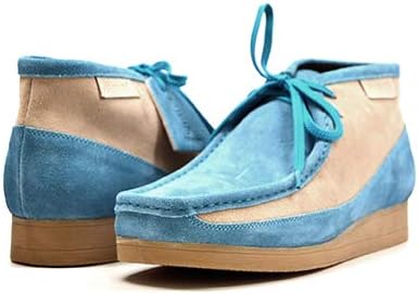 

Мужские кожаные и замшевые ботинки на шнуровке 12 British Collection, голубой/бежевый/светло-голубой