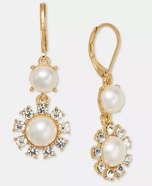 

Двойные серьги с кристаллами и искусственным жемчугом, эксклюзивно в Macy's Charter Club, white