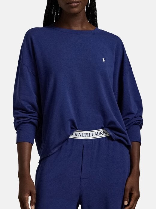 Пижамный свитшот и широкий комплект из клубной махровой ткани Polo Ralph Lauren, синий — фото 4