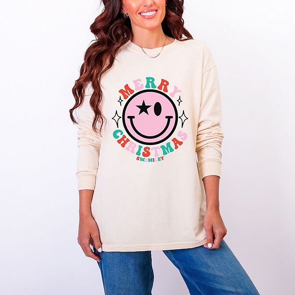 

SWSmiley merry christmas smiley - женская футболка с длинным рукавом и принтом, окрашенная в готовом виде Simply Sage Market, Ivory, Зеленый, SWSmiley merry christmas smiley - женская футболка с длинным рукавом и принтом, окрашенная в готовом виде Simply 