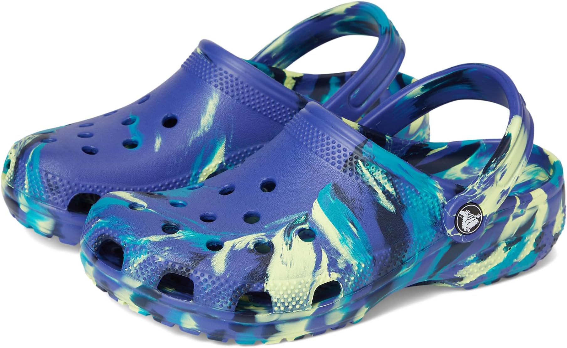 

Сабо Crocs Kids Classic Marbled Tie-Dye Clog, цвет Navy/Turbo Teal