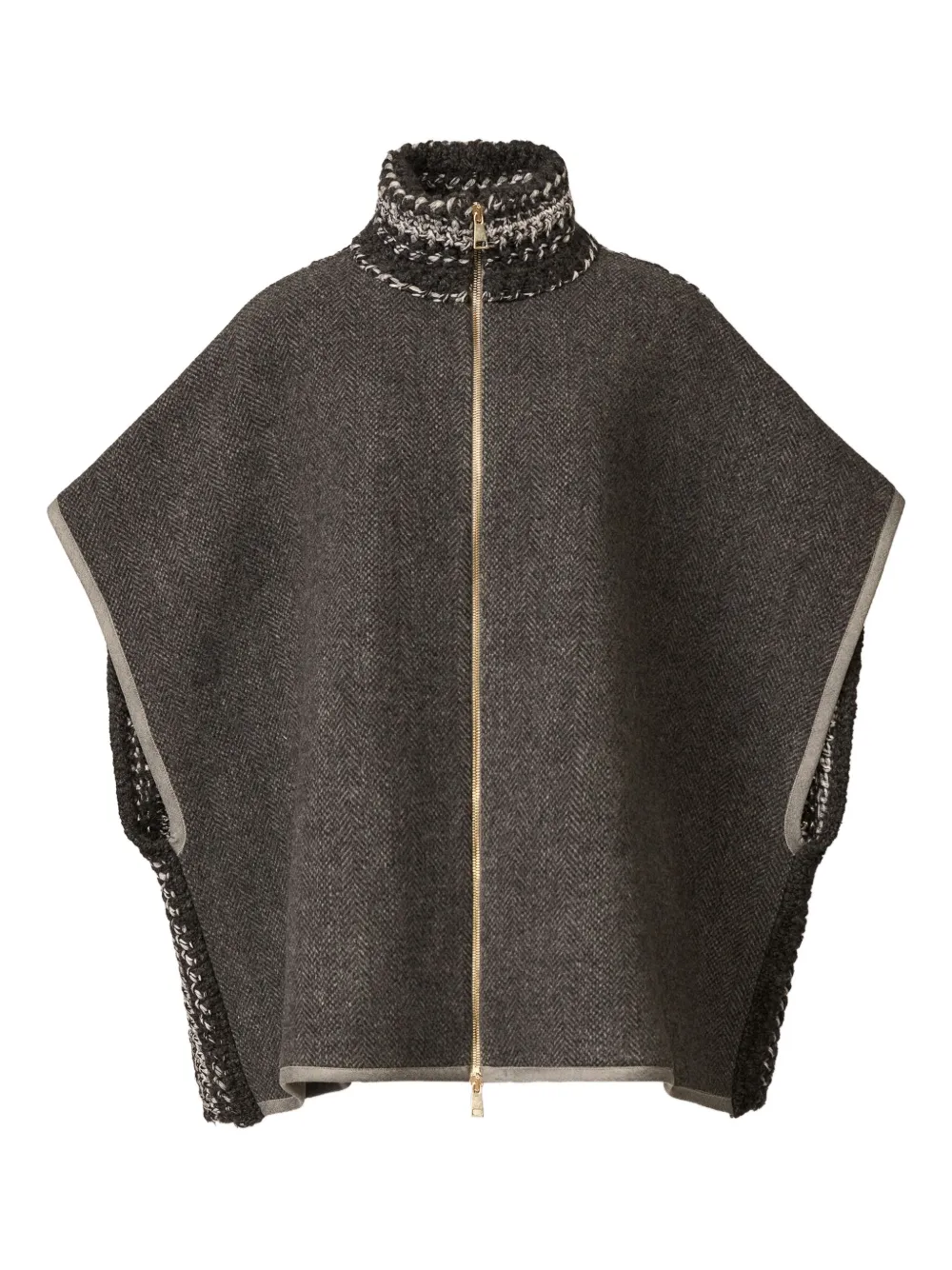 

Пончо на молнии с елочным узором Fabiana Filippi, серый