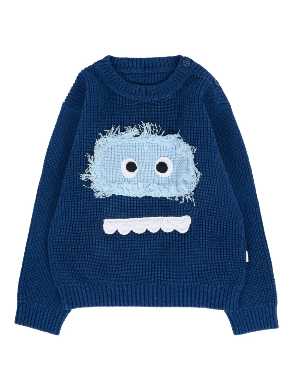 

Свитер из органического хлопка с изображением мордочки монстра Stella McCartney Kids, синий