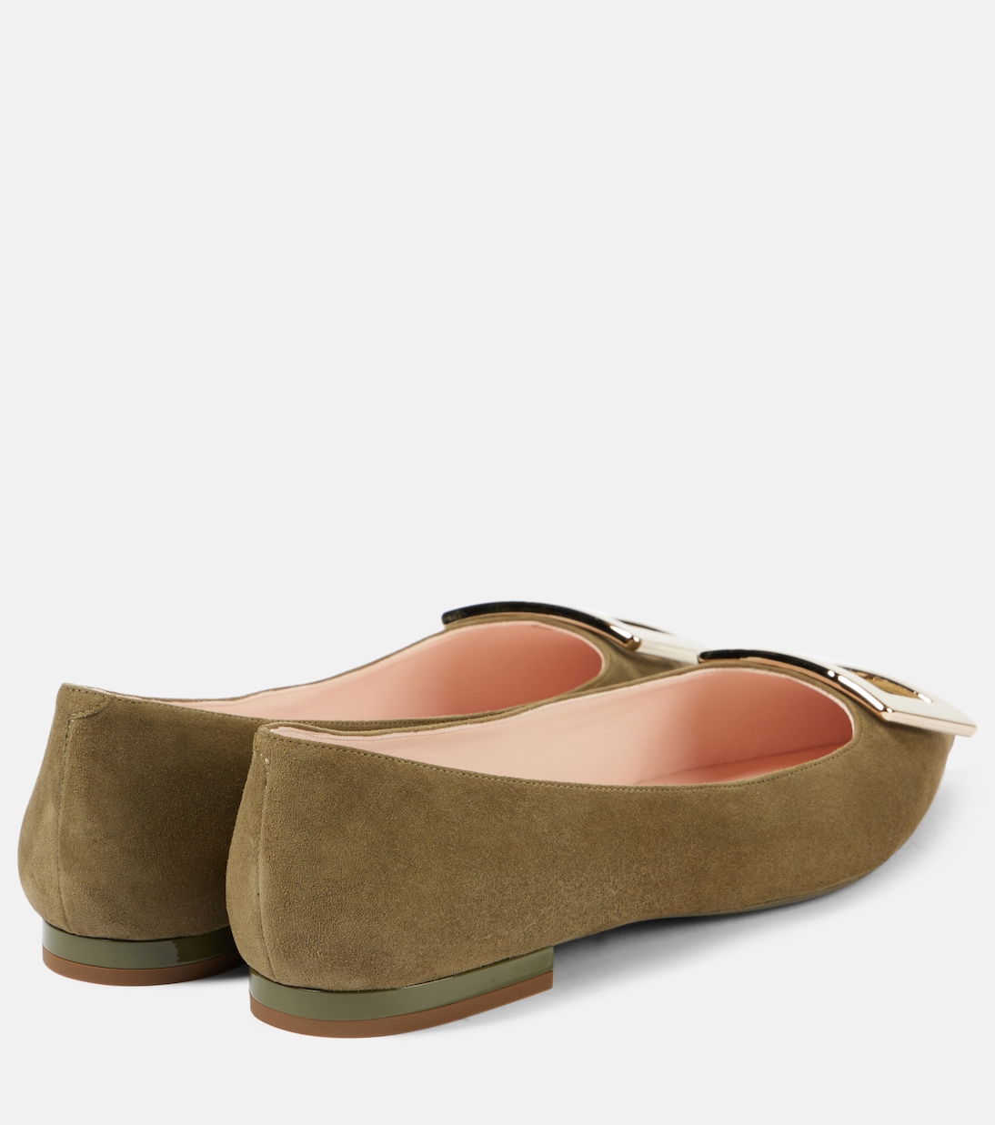 Замшевые балетки Gommettine Ball Roger Vivier, Olive Green — фото 2