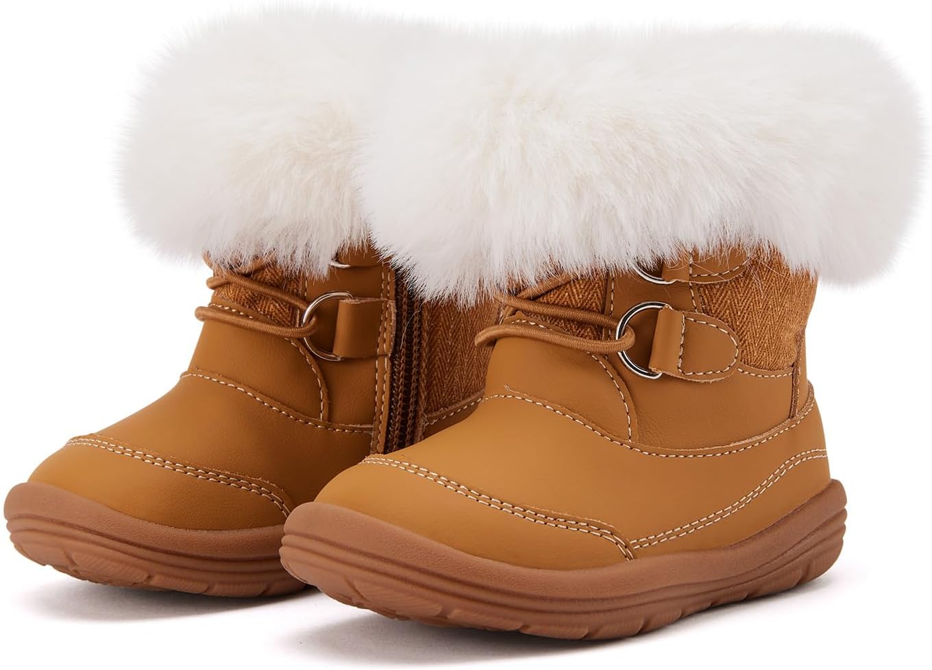 

BMCiTYBM Детские зимние сапожки для малышей Мальчики Девочки Теплые зимние ботинки Высокие ботиночки с искусственным мехом для холодной погоды на улицу, Chevron Camel