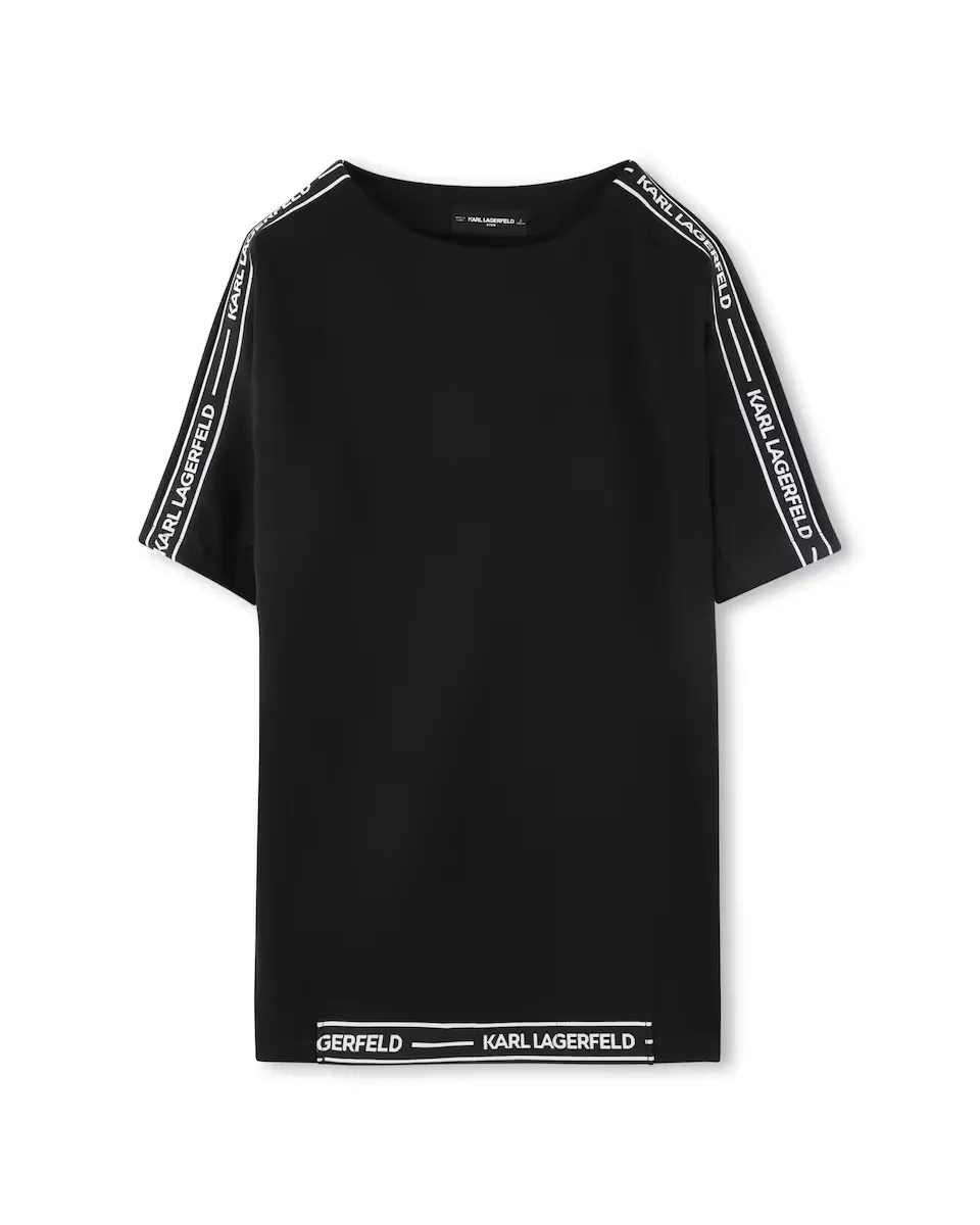 

Черное платье для девочки с короткими рукавами Karl Lagerfeld Kids, чёрный