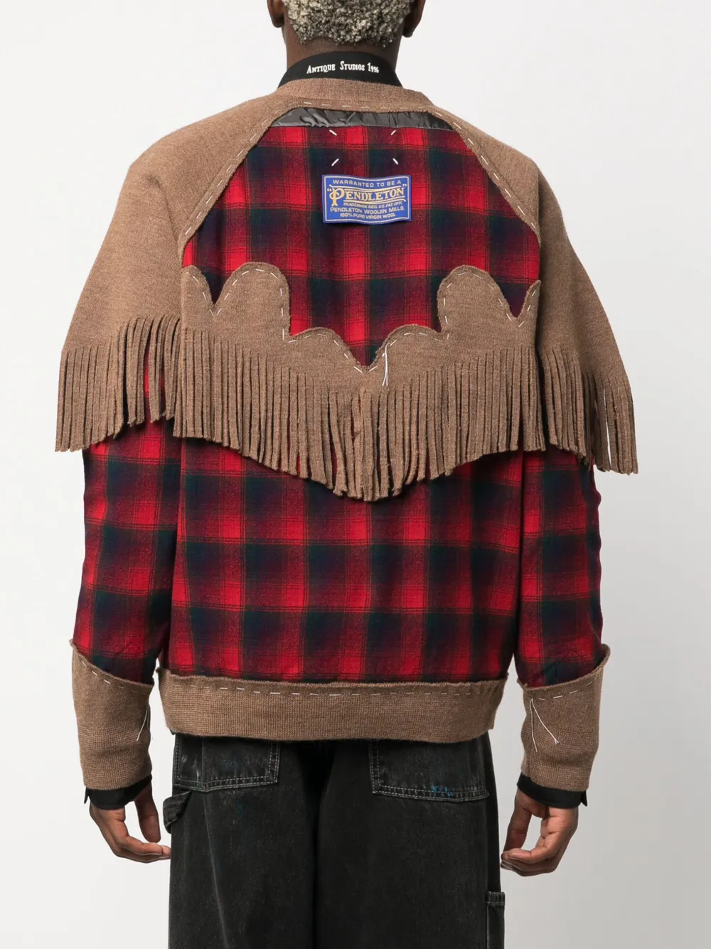 Шерстяной кардиган с бахромой от X Pendleton MAISON MARGIELA, красный — фото 4