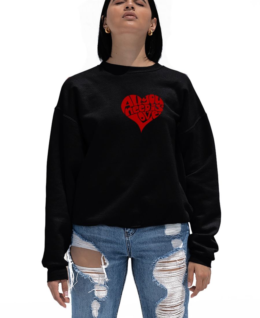 

Женская толстовка с круглым вырезом и надписью "All You Need is Love" LA Pop Art, Black, Черный, Женская толстовка с круглым вырезом и надписью "All You Need is Love" LA Pop Art, Black