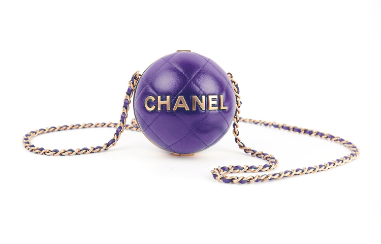 

CHANEL Раннеосенняя вечерняя сумочка из овчины круглой формы женская фиолетовая через плечо кроссбоди