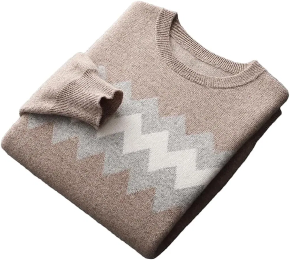 Мужской шерстяной свитер, повседневный, свободного кроя, с круглым вырезом, пуловер из кашемира