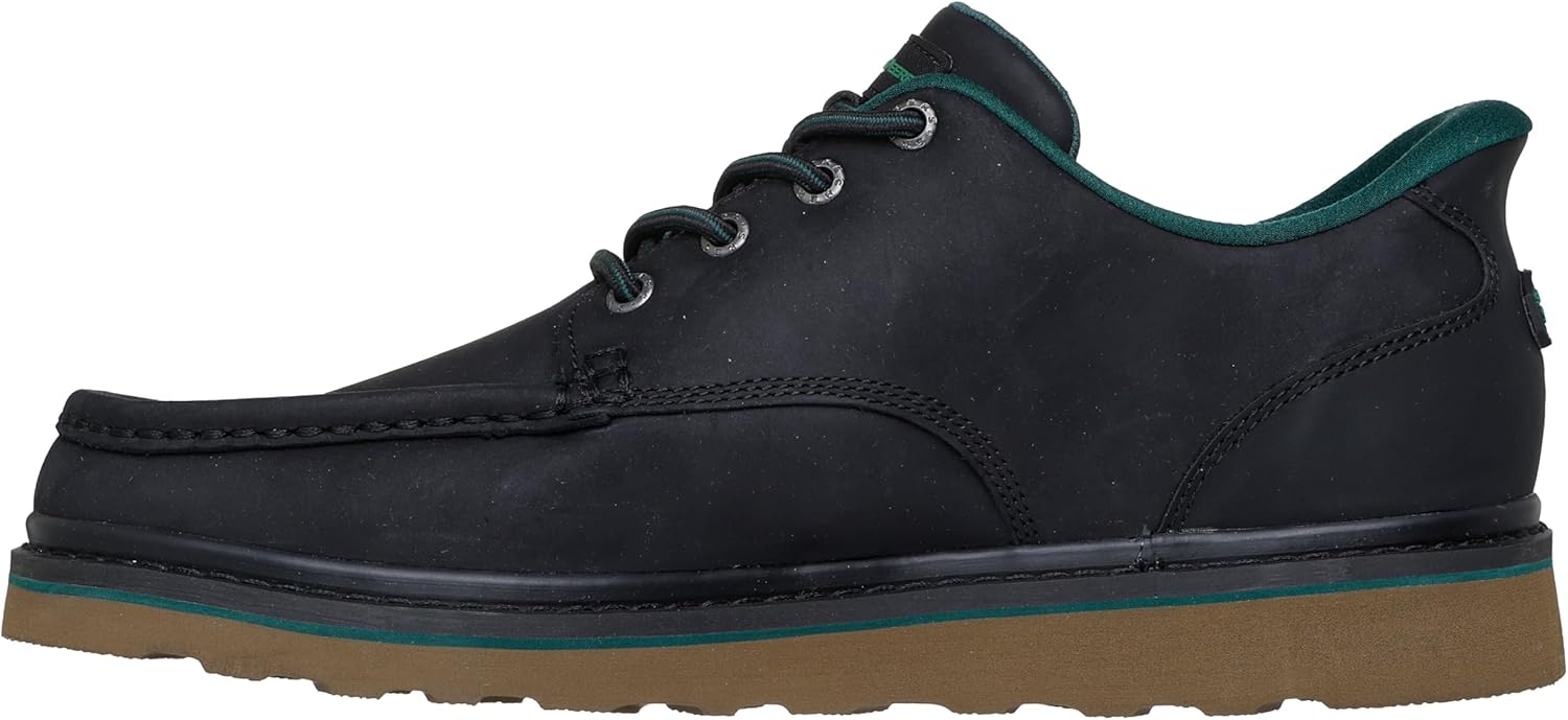 Мужские кожаные мокасины Skechers John Deere Brockman с эластичной застежкой, черный — фото 2
