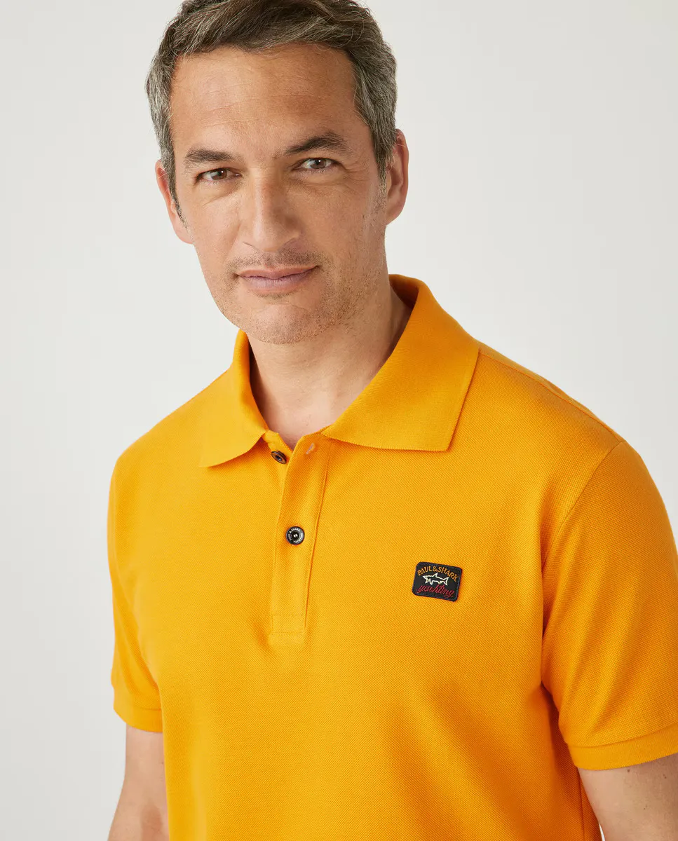 

Обычная однотонная мужская рубашка-поло оранжевого цвета Paul & Shark, оранжевый