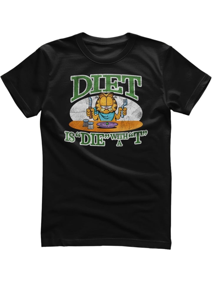 

Garfield Футболка "Diet is "Die" With a "T" T-Shirt" черного цвета, Черный, Garfield Футболка "Diet is "Die" With a "T" T-Shirt" черного цвета