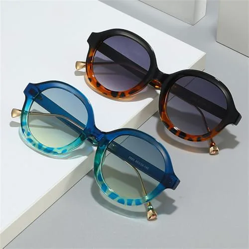

Женские солнцезащитные очки в стиле панк 2027 года, круглые, с градиентным переходом цвета, ретро-очки для женщин, защита от ультрафиолета UV400 MTZJH, 4