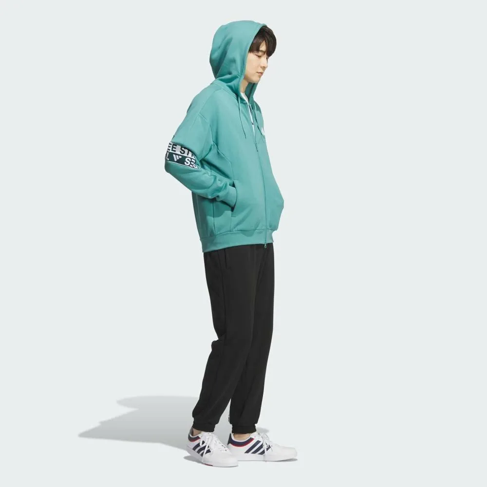 Официальная толстовка Adidas Wording Pack свободного кроя из плотной французской махровой ткани на молнии, цвет Blue — фото 2